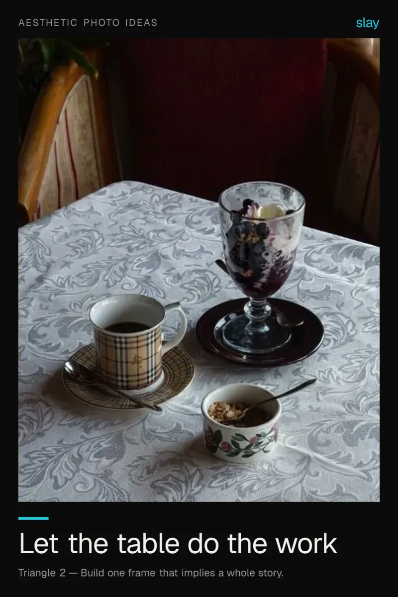 Vintage Aesthetic Photo Ideas: Textured Tables and Teacups